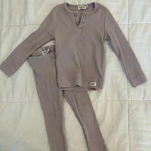Purple MarMar Copenhagen ribbed Henley and leggings set size 2Y